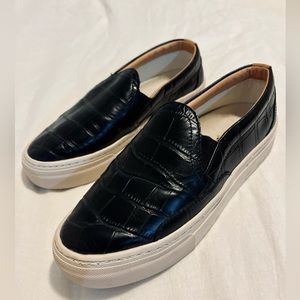 Soludos Embossed Croc Bondi Platform Sneaker in Black
